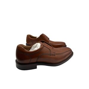 Johnston & Murphy Mens Tan Leather Bicycle Toe Oxford Dress Shoes Brown Lace Up